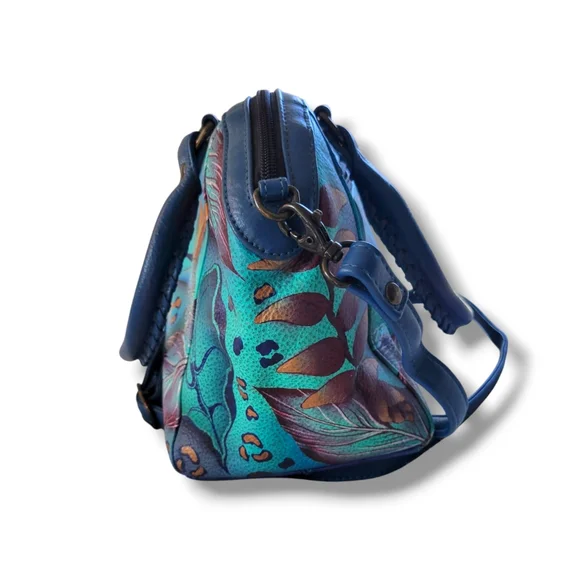 ✨️HP✨️Anuschka | Pretty Blue Multicolor Tropical Floral Convertible Satchel - Picture 6 of 16
